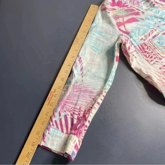 Coral Bay Women’s Pastel Blouse Small Blue Pink Hi Low Half Button Long Sleeved - Picture 14 of 15